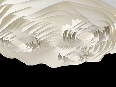 Artistic Multi Layered White Ceiling Design With Hollow Circular Patterns 3d model
