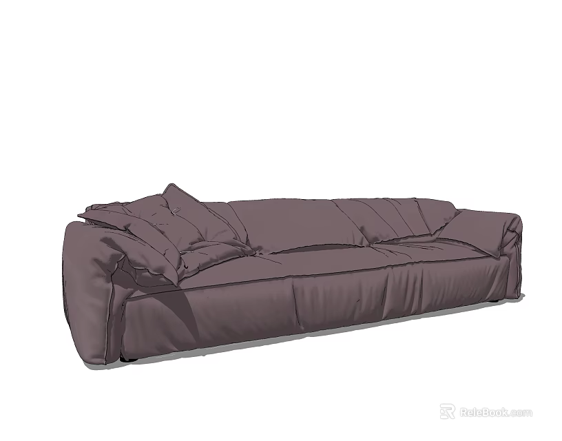 Modern Three Seater Fabric Sofa With Neutral Tone And Multiple Cushions 3d model