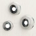 Three Modern Transparent Round Wall Lamps with Clear Glass Design