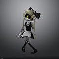 Skeleton Girl With Blonde Hair Black Hat Maid Outfit Mechanical Arm 3D Fantasy Character