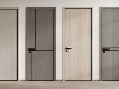 Modern Hinged Doors With Various Wood Grain Finishes And Sleek Design 3d model