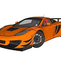 Orange Sports Car With Black Rear Wing And Wheels And Stripe Decoration