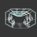 Futuristic Space Capsule Interior With Octagonal Structure Ceiling Light Strips Side Monitors And Metallic Texture 3d model