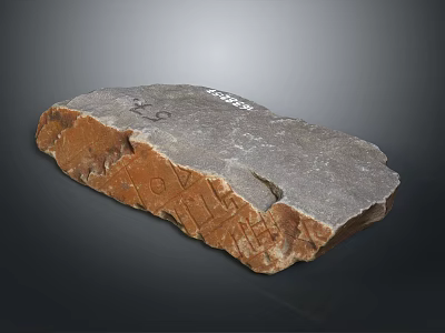 Rustic Wooden Stone Block with Natural Brown Gray Tones and Intricate Textured Surface 3d model