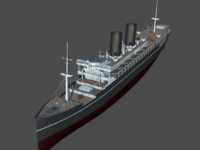 3D Model Of A Yacht Featuring Dual Smokestacks And Decks 3d model