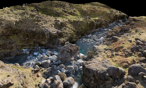 canyon valley river emerald pool topographic scanning river water geological park 3d model