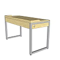 Wooden Office Desk With Metal Legs Cable Hole And Mesh Drawer