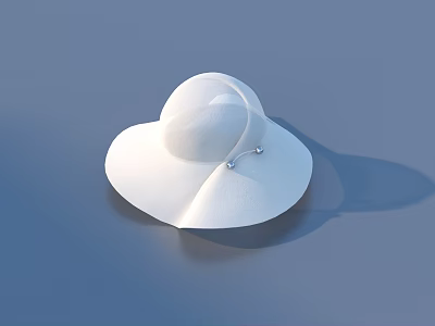 Stylish White Wide Brimmed Hat With Small Decorative Buckle For Everyday Use 3d model