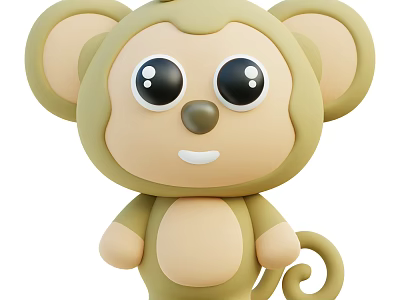 Cartoon Reptile Stuffed Toy With Big Eyes Curly Tail And Smiling Face 3d model