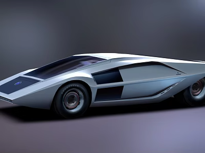Futuristic Silver Concept Car Featuring Sleek Aerodynamic Body And Smooth Surface 3d model