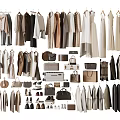 Modern clothes bags combination 3d model