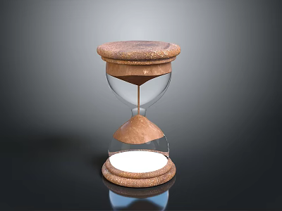 Stylish Home Decor Hourglass With Brown Wooden Top Base And Clear Glass Container For Timekeeping 3d model