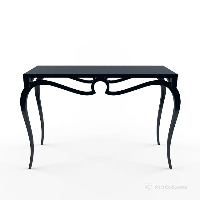 Modern Black Console Table With Elegant Curved Legs And Sleek Design 3d model 