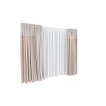 Modern Double Layer Curtains With Beige Pleated Panels And Sheer White Liners 3d model