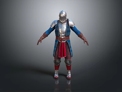 Home Living Decorative Medieval Armor Figurine With Blue Red Metallic Parts 3d model