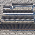 Traditional Chinese Architectural Roof Components With Various Styles On Brick Wall Background