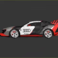 Audi Sporty Race Car With White Black Red Aerodynamic Design And Rear Wing