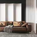 Modern double sofa three-seat sofa 3d model