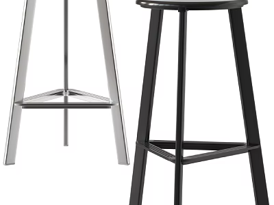 Modern Stylish Bar Stools With Black And Silver Metal Frame Design 3d model