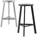 Modern Stylish Bar Stools With Black And Silver Metal Frame Design 3d model
