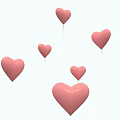 Pink Heart Shaped Inflatable Decorations In Various Sizes For Party Decor 3d model