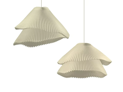 Two Modern Layered Pleated Pendant Lights With Off White Design For Stylish Interior Decor 3d model