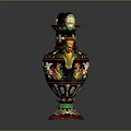 Traditional Decorative Vase With Intricate Dragon Handles And Colorful Ornate Patterns