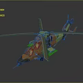 Military Helicopter With Green And Orange Fuselage Rotor Blades And Modern Design