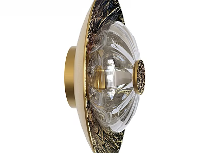 Elegant Wall Lamp With Gold Metal Frame And Transparent Glass Shade Design 3d model