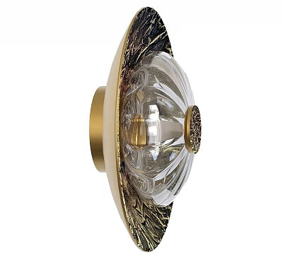 Elegant Wall Lamp With Gold Metal Frame And Transparent Glass Shade Design 3d model