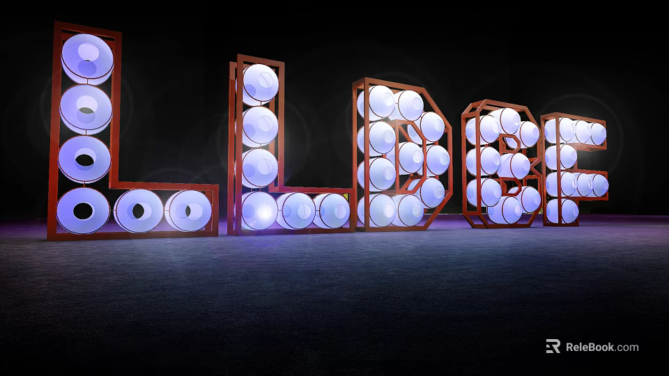Modular Commercial Display Equipment With Wooden Frames And Circular Illuminated Panels 3d model 