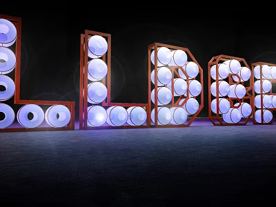 Modular Commercial Display Equipment With Wooden Frames And Circular Illuminated Panels 3d model