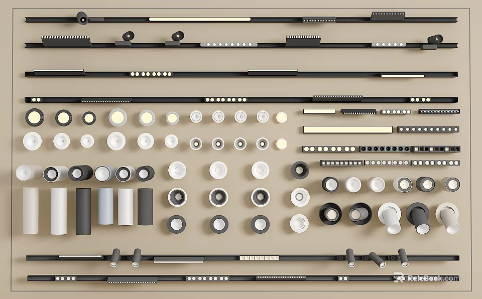 Modern LED Downlights And Spotlights Collection With Various Styles And Metal Frames 3d model