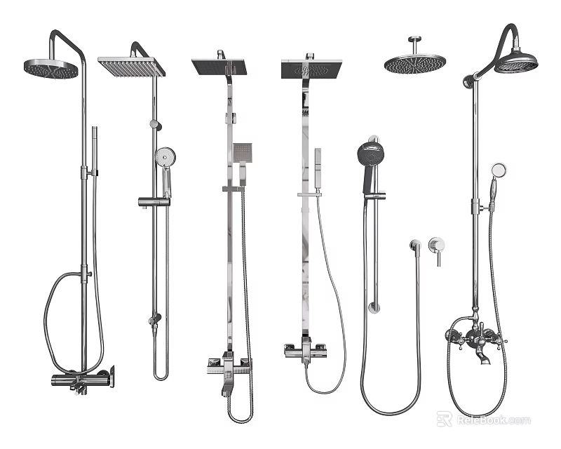 Various Modern Shower Head Designs With Different Styles And Functions 3d model