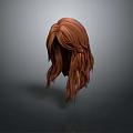 Realistic 3D Human Head Model With Long Brown Wavy Hair Texture And Details