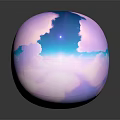 Glossy Decorative Sphere With Soft Pastel Purple And Blue Abstract Cloud Like Patterns 3d model