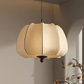 Modern Linen Chandelier With Petal Shaped Design Soft Light And Decorative Branches On Neutral Wall