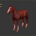 Red Horse 3D Model With White Face And Legs Standing On Dark Background