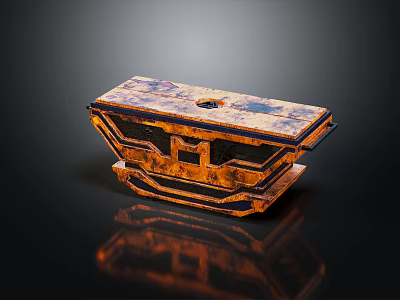 Automotive Metallic Component With Orange Rust Finish And Reflective Geometric Design 3d model