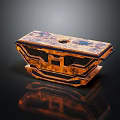 Automotive Metallic Component With Orange Rust Finish And Reflective Geometric Design