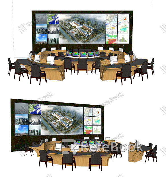 Modern monitoring large screen monitoring center control room model