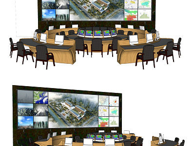 Modern monitoring large screen monitoring center control room model