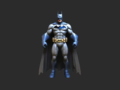 Batman Game Movie Character In Classic Costume With Cape And Bat Symbol 3d model
