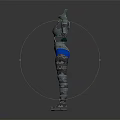 Futuristic Silver Metallic Armor Clothing Featuring Blue Shorts And Robot Design Style