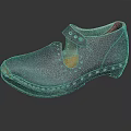 Vintage Dark Blue Leather Shoes With Metal Rivets And Red Lining