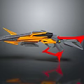 Futuristic Sci Fi Weapon 3D Model with Yellow Gray Sharp Aerodynamic Design 3d model