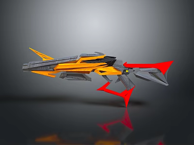Futuristic Sci Fi Weapon 3D Model with Yellow Gray Sharp Aerodynamic Design 3d model Futuristic Sci Fi Weapon 3D Model with Yellow Gray Sharp Aerodynamic Design 3d model