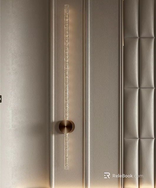 Elegant Modern Wall Lamp Design With Crystal Accents And Metal Frame On Leather Wall 3d model 