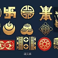 Ornate Traditional Chinese Wall Decor With Golden Red Patterns Deer Elements And Motifs
