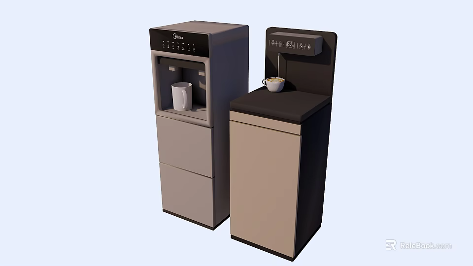 Modern Home Water Dispensers As Daily Appliances With Control Panel And Water Outlet 3d model 